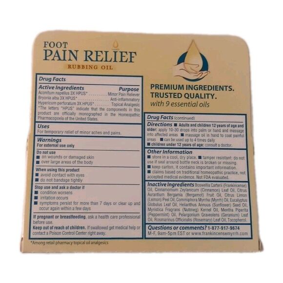 NEW Frankincense & Myrrh Foot Pain Relief Rubbing Oil 2 fl oz Liq - Picture 6 of 8